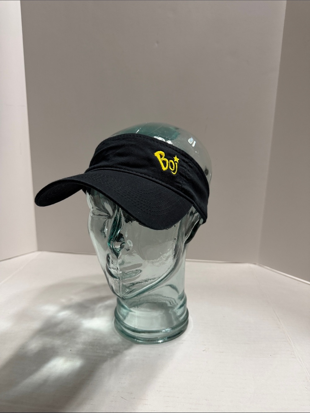 Port and Company Black Visor with Yellow 'Boj' Embroidery